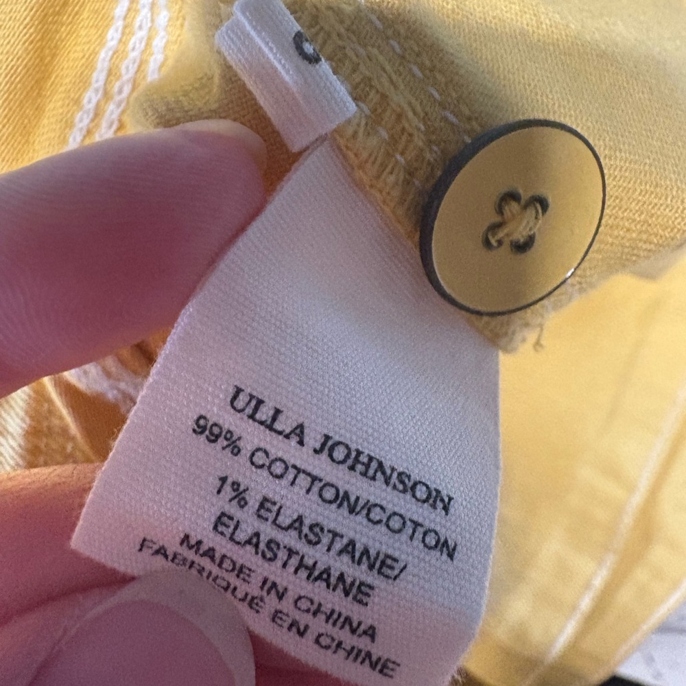 Ulla Johnson denim skirt yellow Tie Front Midi womens size 6 belted tie waist - Picture 7 of 8